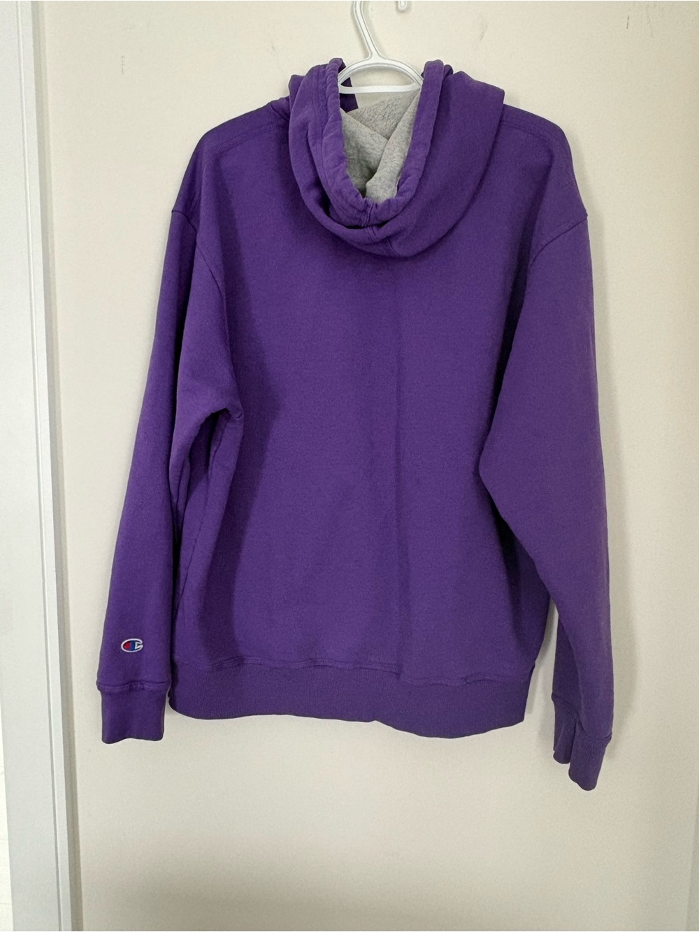 Champion Big C Logo Purple Pullover Hoodie Sweatshirt with White Logo Size Large - Picture 6 of 6
